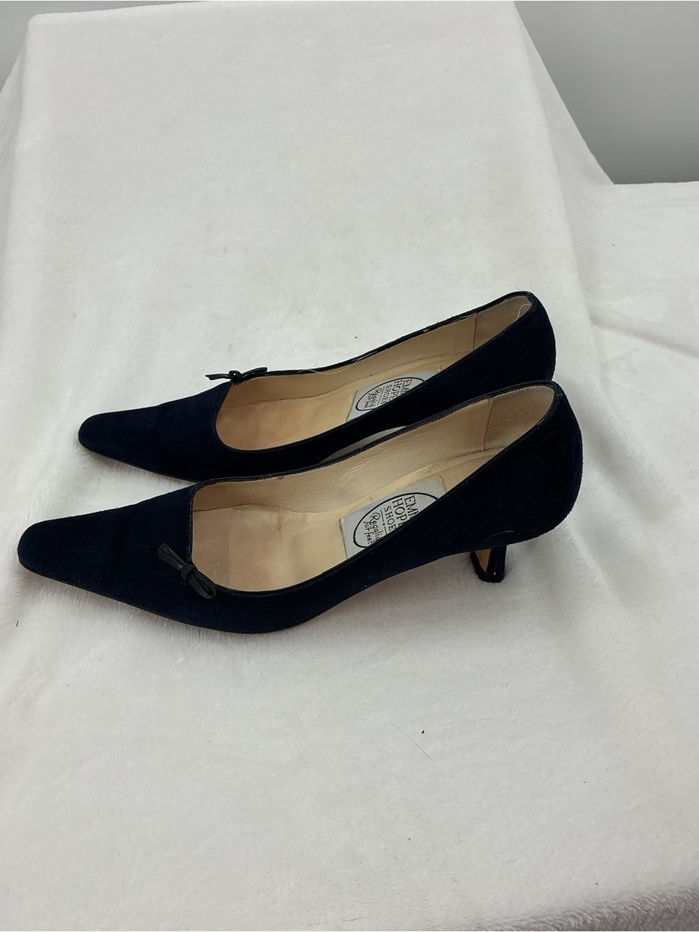 Emma Hope Navy Suede Pointed Toe Pumps with Bow B53 - Picture 4 of 5